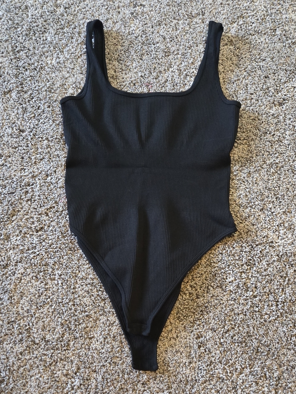 Black Ribbed Womens Bodysuit
